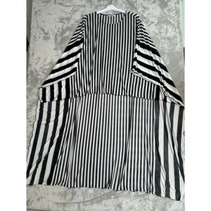 NYGARD Mens Black White Stripe Kaftan Tunic Top One Size